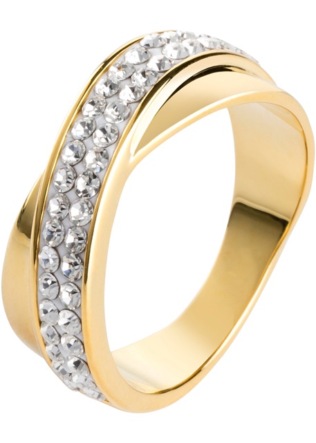prsten s kameny - asymetrický, barva zlatá