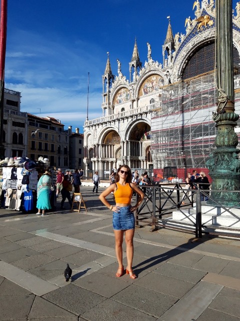 Splněný sen - já na náměstí sv. Marka v Benátkách v severní Itálii